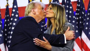 Mr Trump thanked 'my beautiful wife Melania'. Pic: Reuters