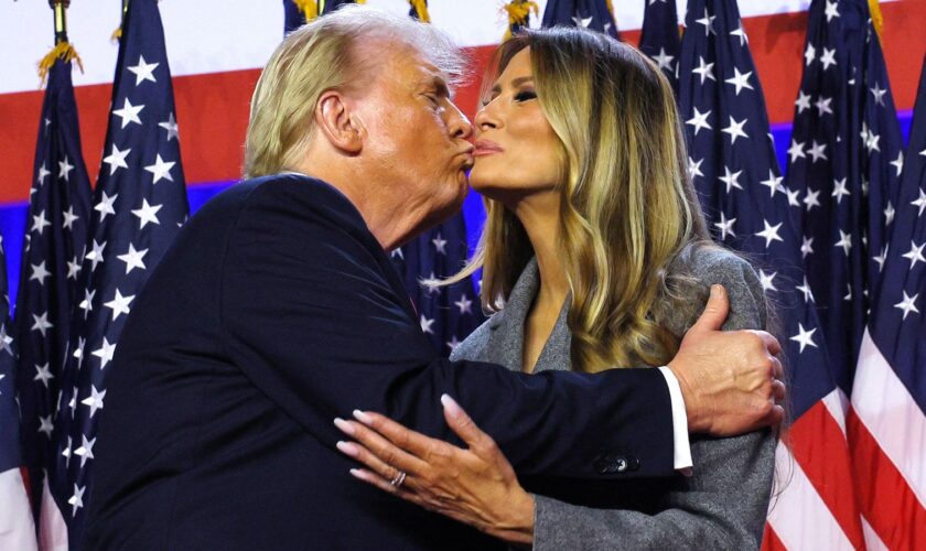 Mr Trump thanked 'my beautiful wife Melania'. Pic: Reuters