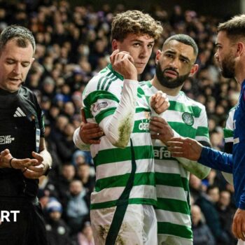 Arne Engels was hit by a coin late in the Old Firm game