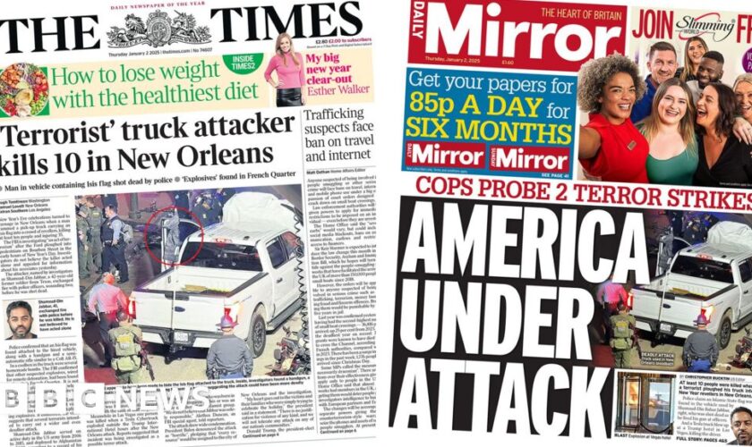 The Papers: 'America under attack' and crack down on people traffickers