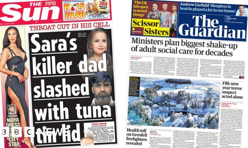 The Papers: Sara Sharif's dad 'attacked in prison' and social care 'shake-up'